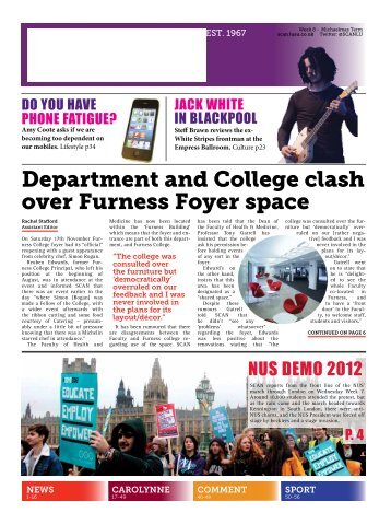 Department and College clash over Furness Foyer ... - Scan - Lusu