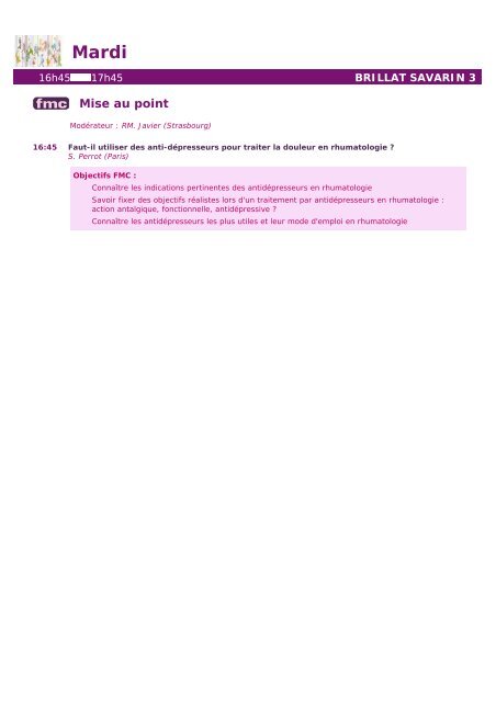 Programme en ligne - Société Française de Rhumatologie