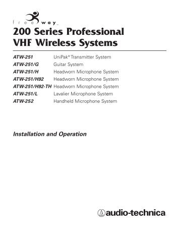 200 Series Professional VHF Wireless Systems - Audio-Technica