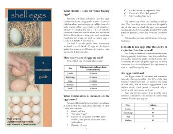 Shell Eggs...a consumer guide - West Virginia Department of ...