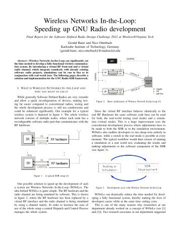 Wireless Networks In-the-Loop: Speeding up GNU Radio ... - CEL - KIT