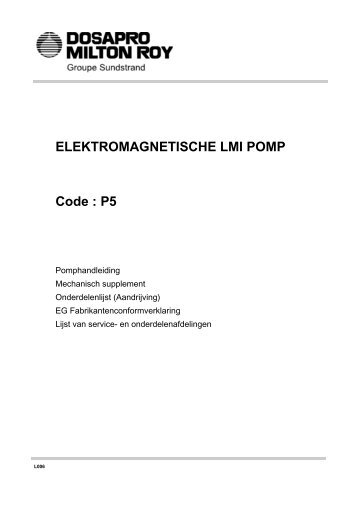 ELEKTROMAGNETISCHE LMI POMP Code : P5 - RB Instrument