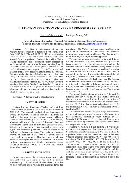 VIBRATION EFFECT ON VICKERS HARDNESS MEASUREMENT