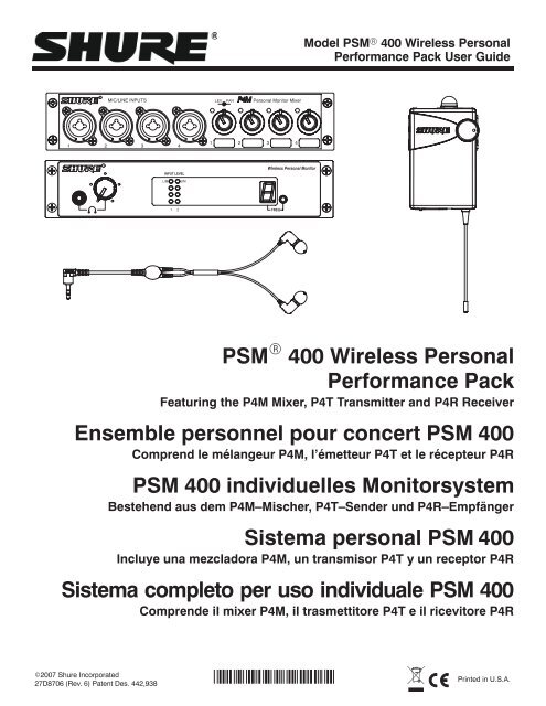 Shure PSM400 User Guide (English)