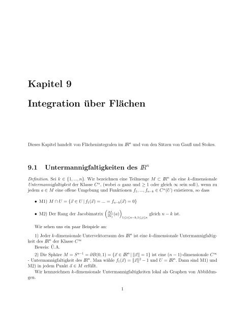 Kapitel 9 Integration Ã¼ber FlÃ¤chen