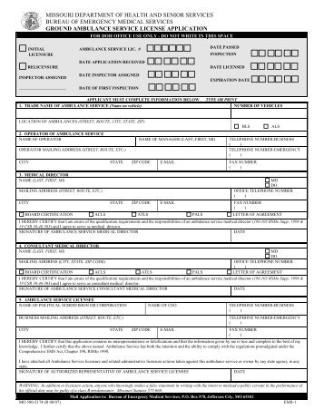 License Application - Missouri Department of Health & Senior Services