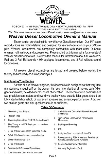 Ultra Line Manual.pdf - Weaver Models