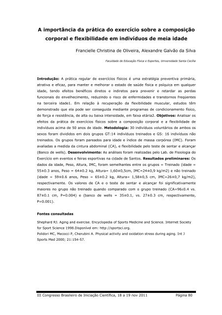 iii congresso brasileiro de iniciação científica anais 2011 - Unisanta