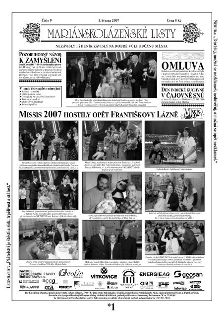 OMLUVA - MariÃ¡nskolÃ¡zeÅskÃ© listy