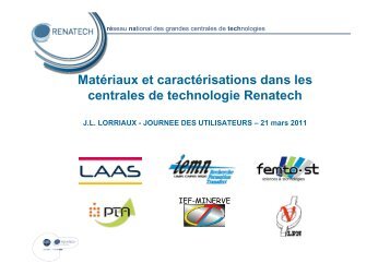 MatÃ©riaux et caractÃ©risation - RTB - CNRS