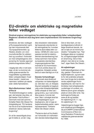 EU-direktiv om elektriske og magnetiske felter ... - Energinet.dk