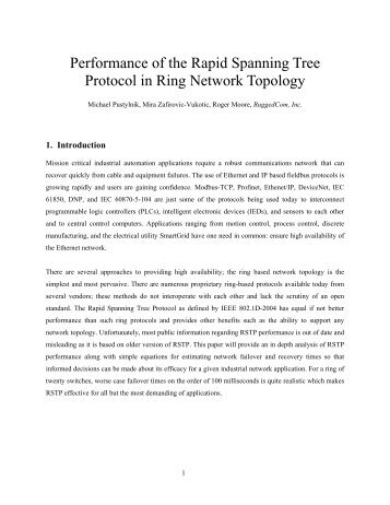 Performance of the rapid spanning tree protocol in ... - RuggedCom