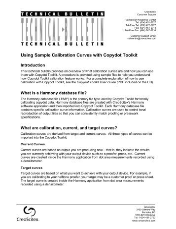 Using Sample Calibration Curves with Copydot Toolkit - Kodak