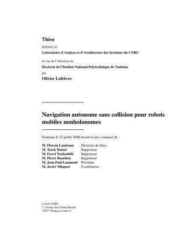 Navigation autonome sans collision pour robots mobiles ...