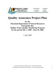 Quality Assurance Project Plan - Maryland Department of Natural ...