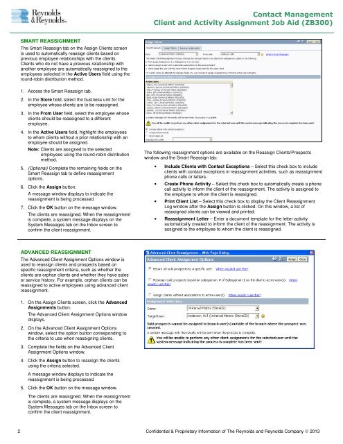 Client and Activity Assignment Job Aid - Reynolds & Reynolds ...