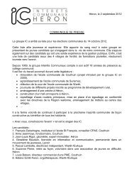 Héron, le 2 septembre 2012 COMMUNIQUE DE PRESSE Le groupe ...