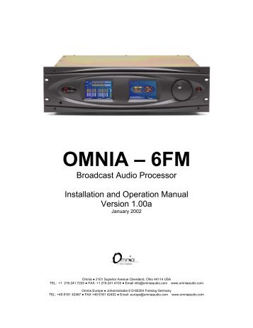 Omnia-6fm User's Manual v1.00 - bei Thum + Mahr!