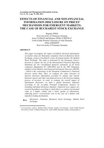 effects of financial and non-financial information disclosure on prices