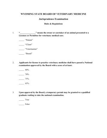 State Veterinary Jurisprudence Examination - Professional ...