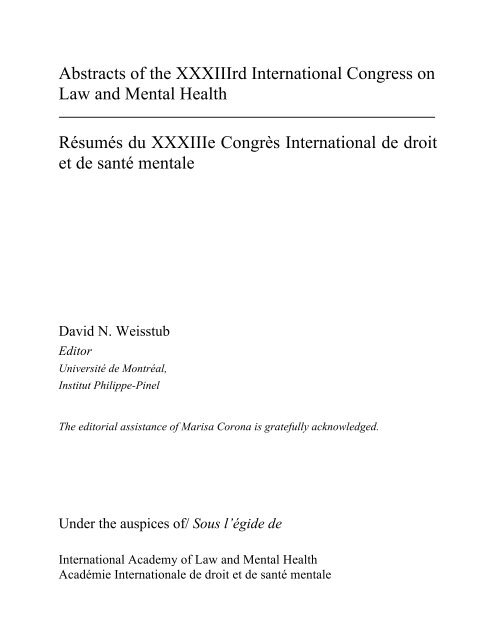 Abstract Book - International Academy of Law and Mental Health