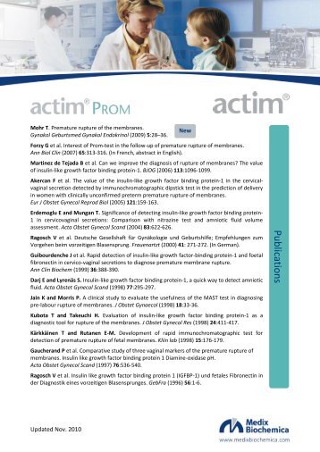 Actim PROM publications - Medix Biochemica