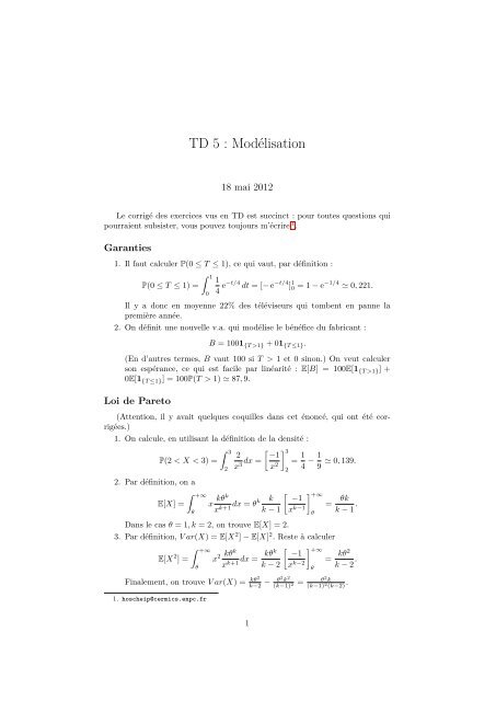 TD 5 : Modélisation - Le Cermics - ENPC