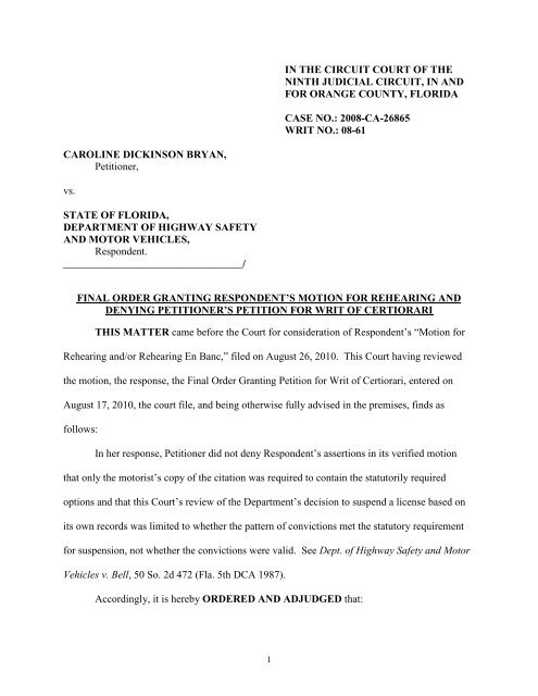 in the circuit court of the Ninth Judicial Circuit Court of Florida in the circuit court of the Ninth Judicial Circuit Court of Florida