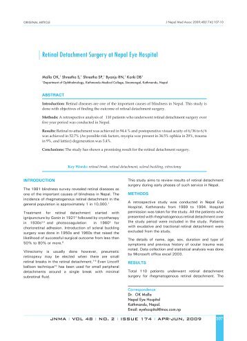 Retinal Detachment Surgery at Nepal Eye Hospital - Journal of ...