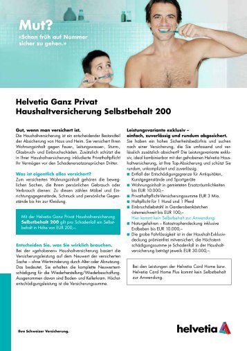 Haushaltsversicherung Selbstbehalt 200 - Helvetia