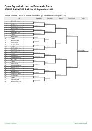 Tableau Hommes - Site Squash