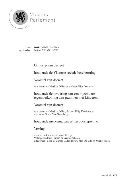 Ontwerp van decreet houdende de Vlaamse sociale bescherming ...