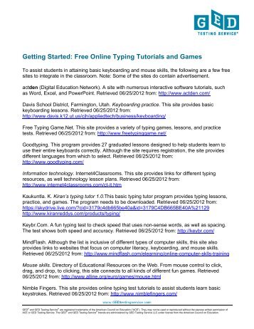 Free Online Typing Tutorials and Games - GED Testing Service