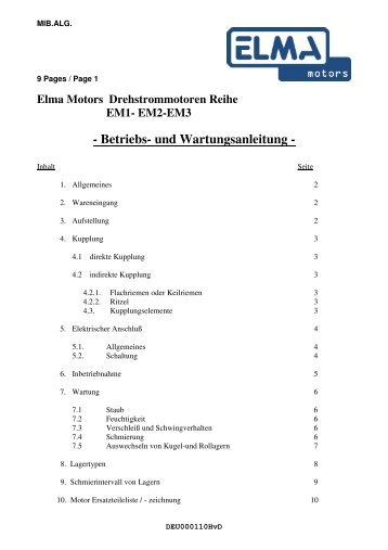 Betriebs- und Wartungsanleitung - Elma BV