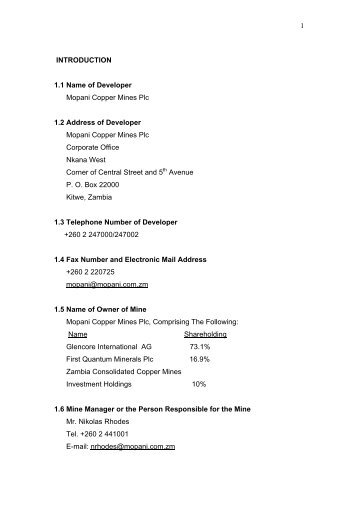 MOPANI COPPER MINES PLC - JASPERS or