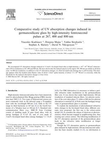 Comparative study of UV absorption changes induced in ...