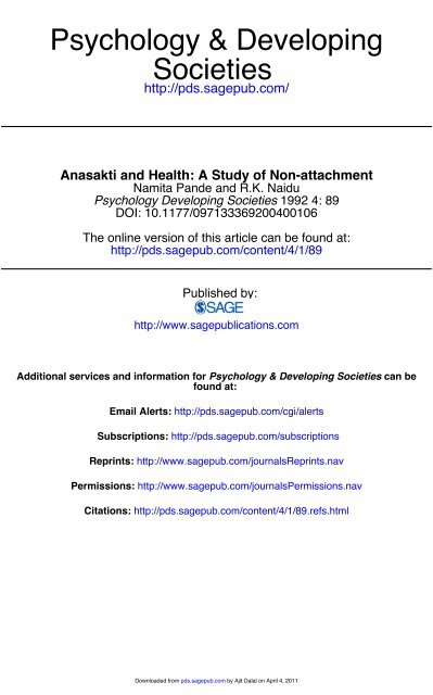 Anasakti and health: A study of non-attachment - Indian Psychology ...