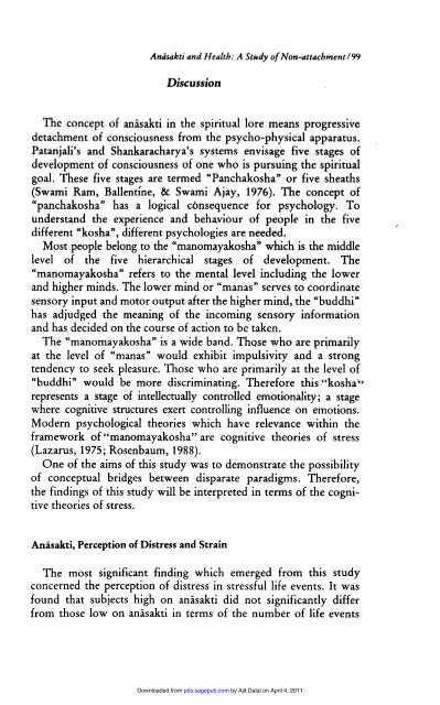 Anasakti and health: A study of non-attachment - Indian Psychology ...