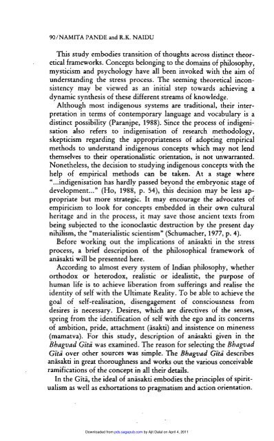 Anasakti and health: A study of non-attachment - Indian Psychology ...