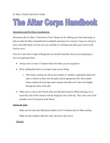 St. Mary's Parish Altar Server Guide - Church of St. Mary