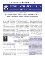 chanukahpurim issue - Congregation Kehilath Jeshurun