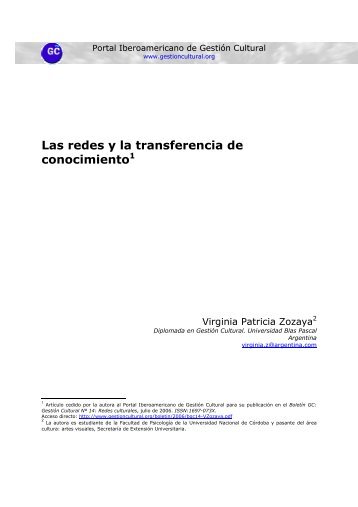 Las redes y la transferencia de conocimiento. Virginia Patricia Zozaya