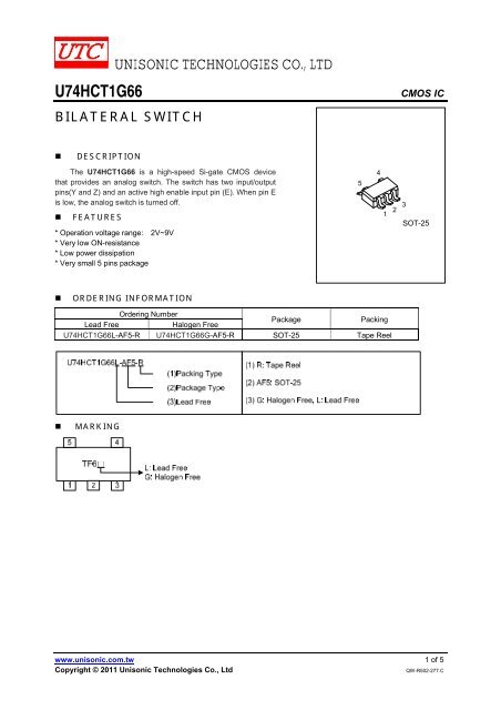 unisonic technologies co., ltd u74hct1g66