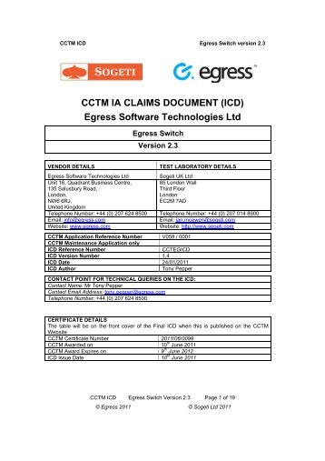 CCTM IA Claims Document (ICD) Egress Software ... - CESG