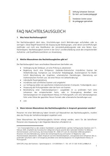 FAQ NACHTEILSAUSGLEICH