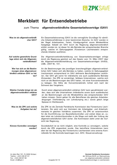 Merkblatt_ZPK_Entsender - Zentral ParitÃ¤tische Kommission der ...