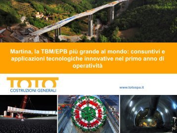 Galleria Sparvo âMartinaâ, la TBM/EPB piu' grande al ... - TOTO SpA