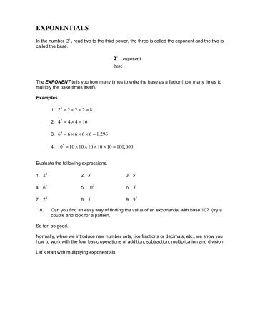 EXPONENTIALS - Hanlon Math