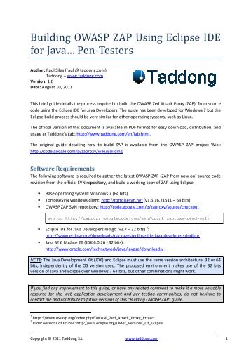 Building OWASP ZAP Using Eclipse IDE for Java... Pen ... - Taddong