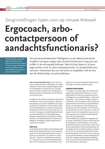 Ergocoach, arbo- contactpersoon of ... - TrajectPlus